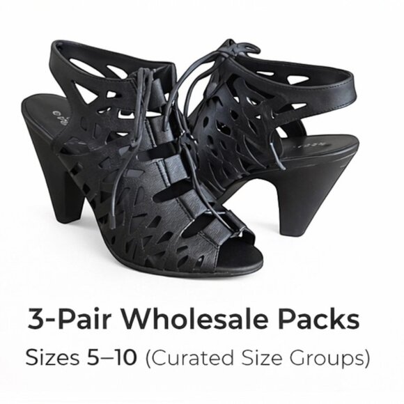 TOP Moda Shoes - Top Moda Yucca-1 Cutout Heeled Sandals 3-Pair Wholesale Packs (Sizes 5–10)